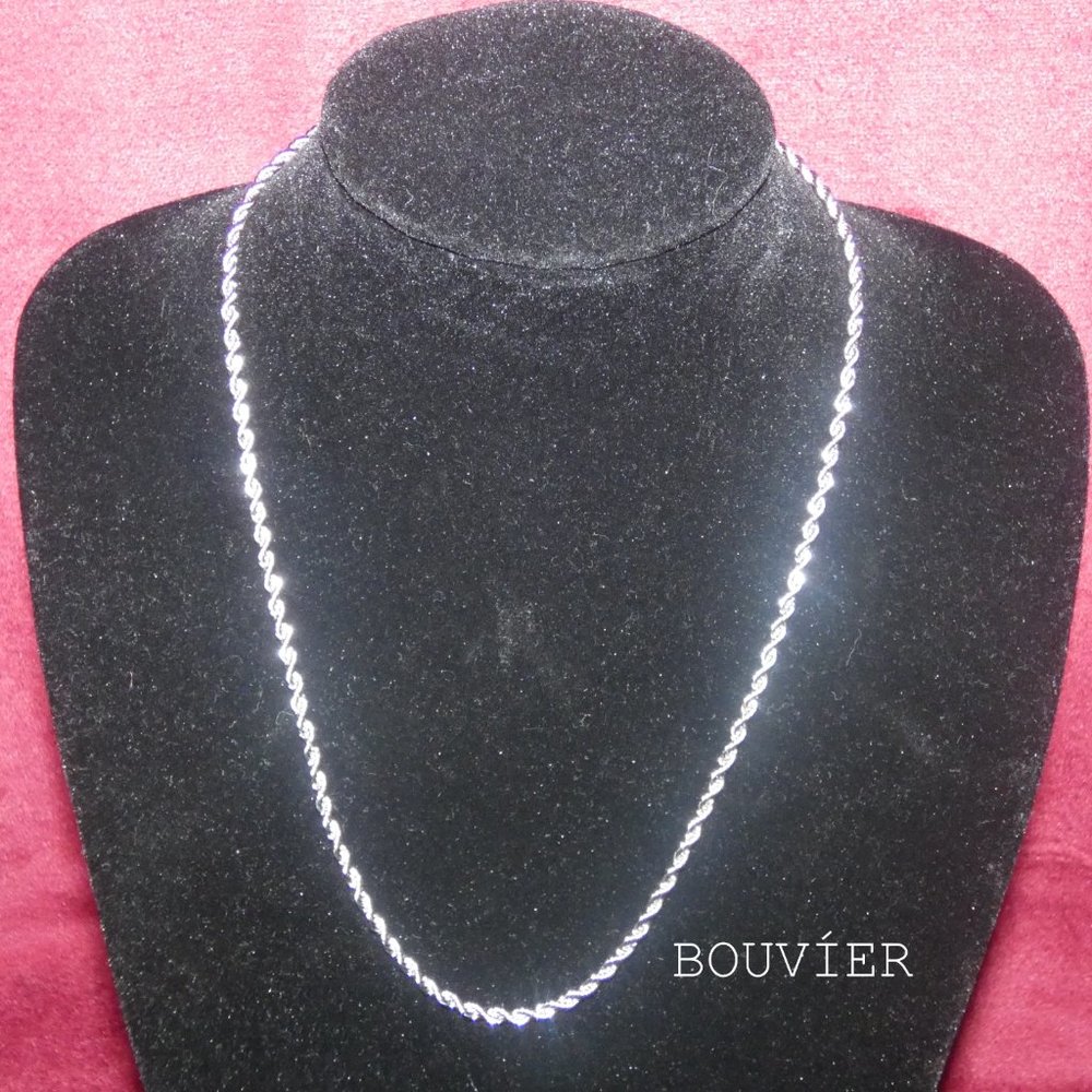 18K Solid White Gold 3mm Rope Chain